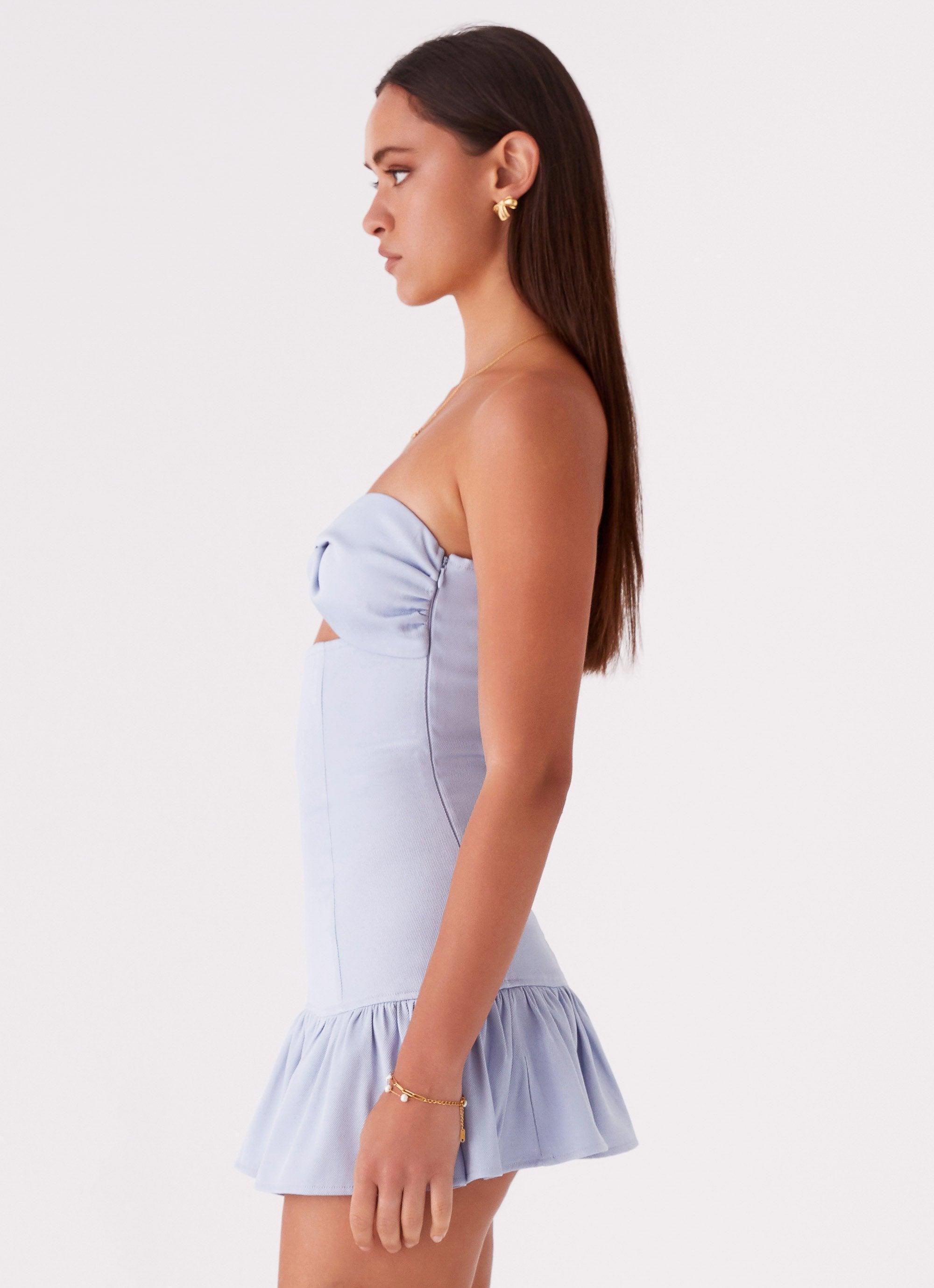 Gigi Frill Mini Dress - Blue Product Image