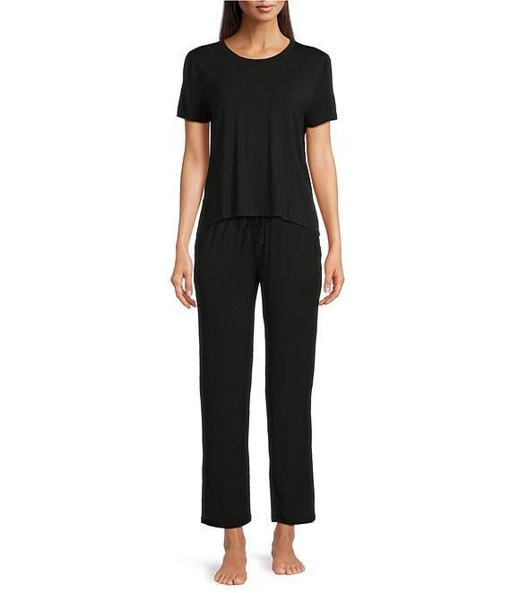 Half Moon by Modern Movement Jersey Knit Short Sleeve Round Neck Coordinating High-Low Hem Lounge Top Product Image