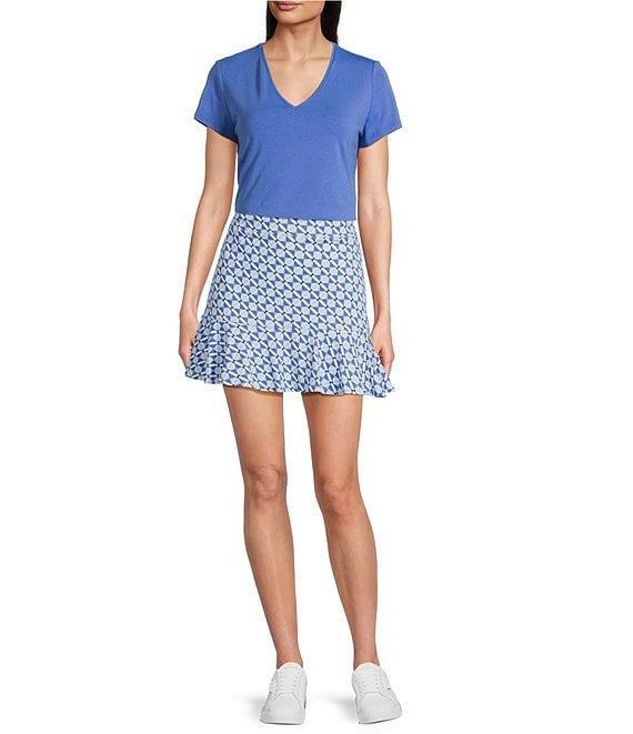 J.McLaughlin Terrine Cotton Blend Stretch V-Neck Short Sleeve Tee Shirt Product Image