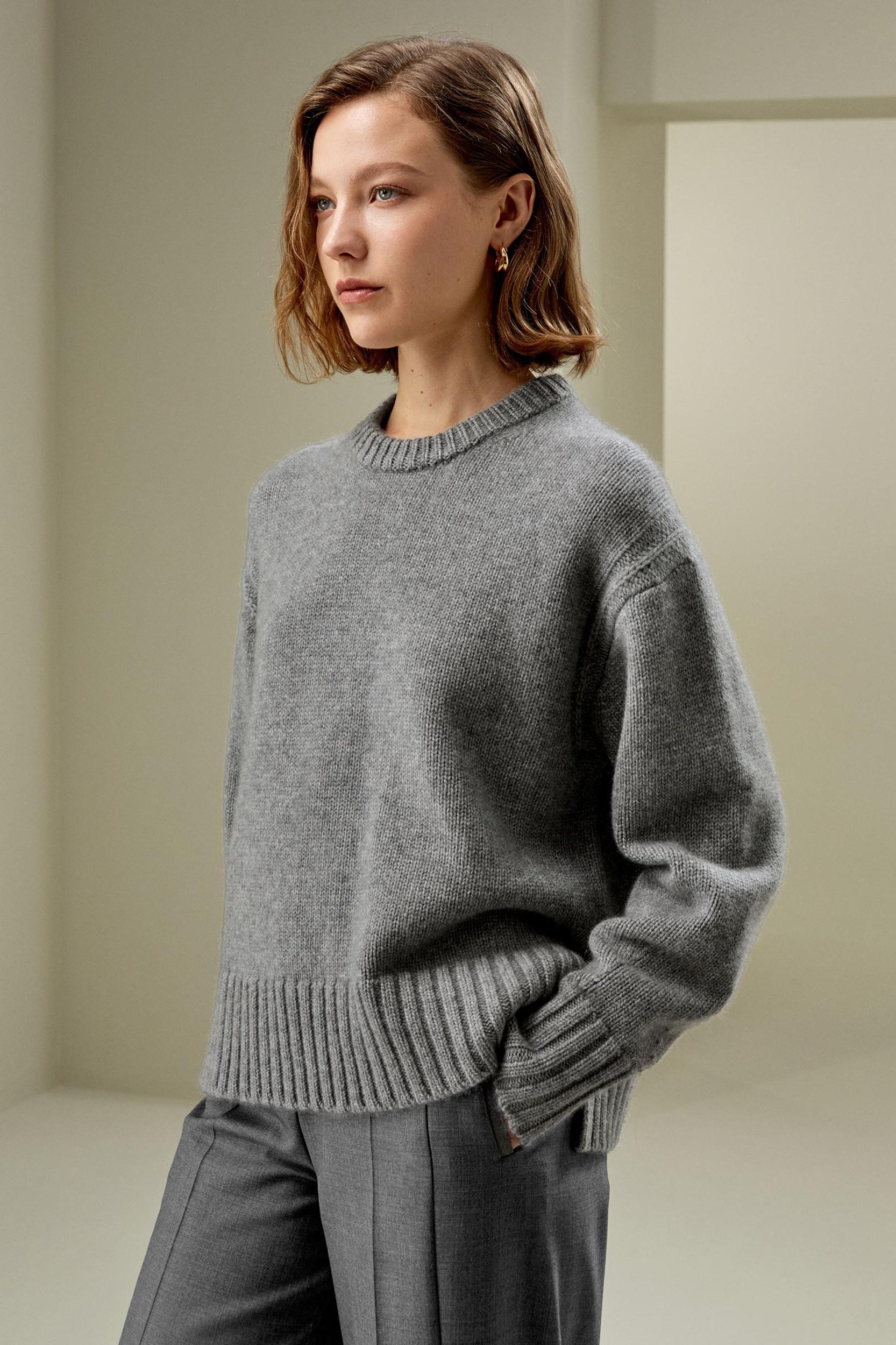 Boxy Crewneck Cashmere Sweater Product Image