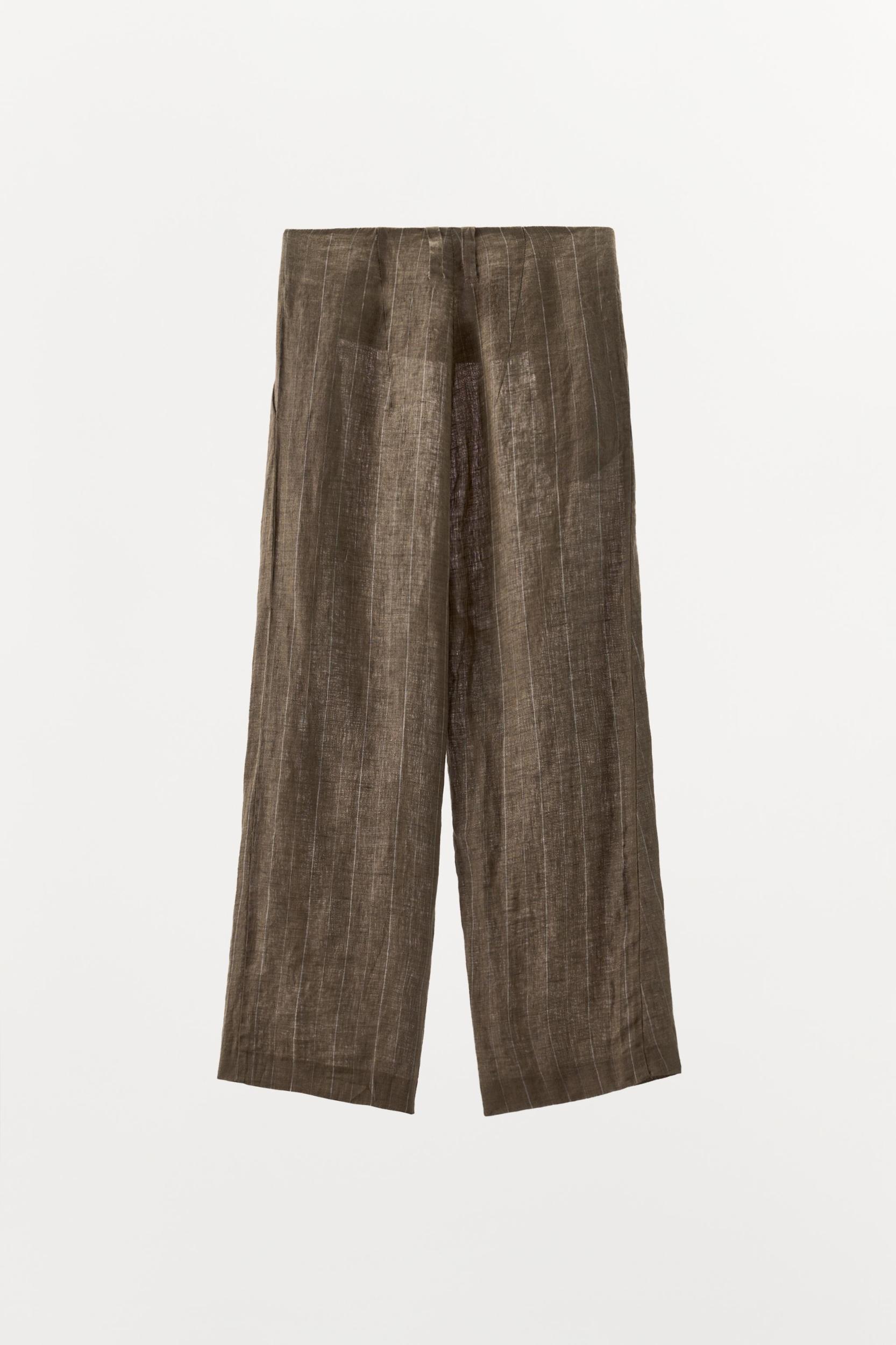STRIPED LINEN BAGGY PANTS Product Image