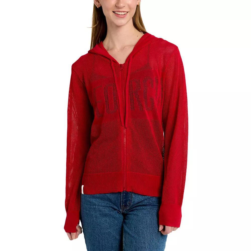 Women's Lusso Red Georgia Bulldogs Summer Tonal Mesh Full-Zip Hoodie Sweater,  Product Image