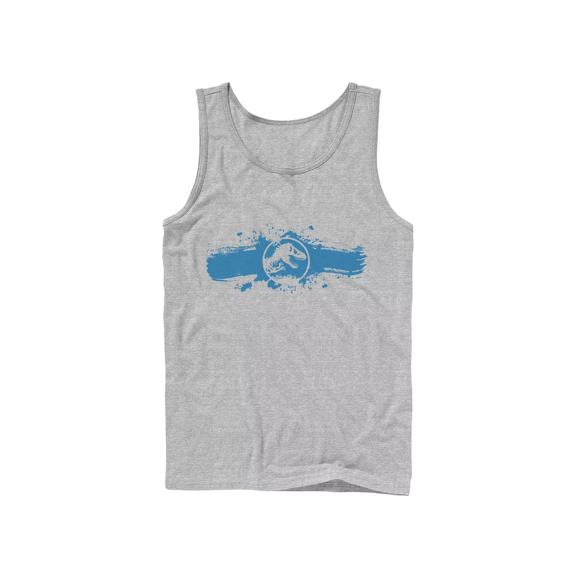 Men's Jurassic World Logo Blue Paint Splatter Tank Top,  Product Image