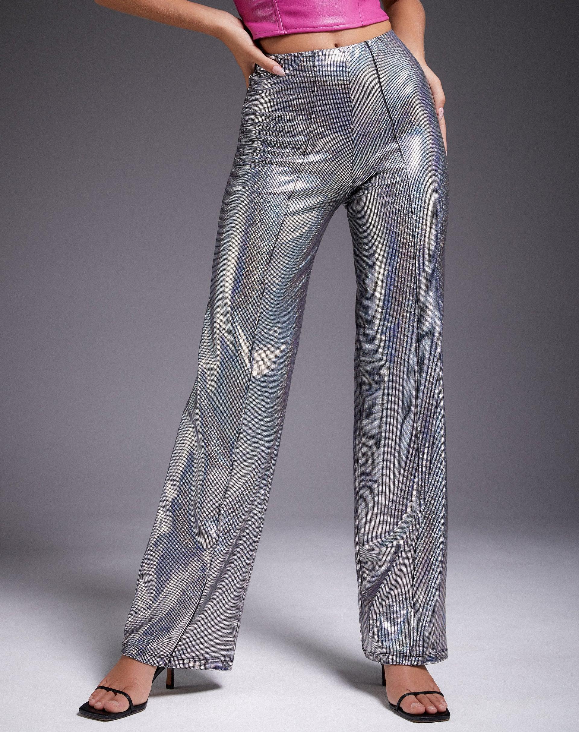 Pista Trouser in Holographic Silver Product Image