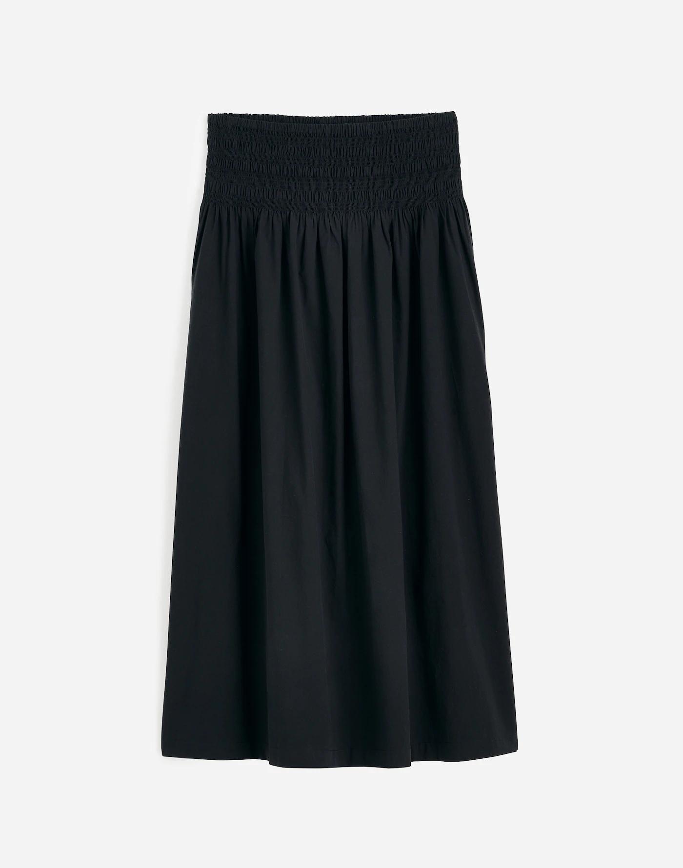 Smocked-Waist Poplin Midi Skirt Product Image