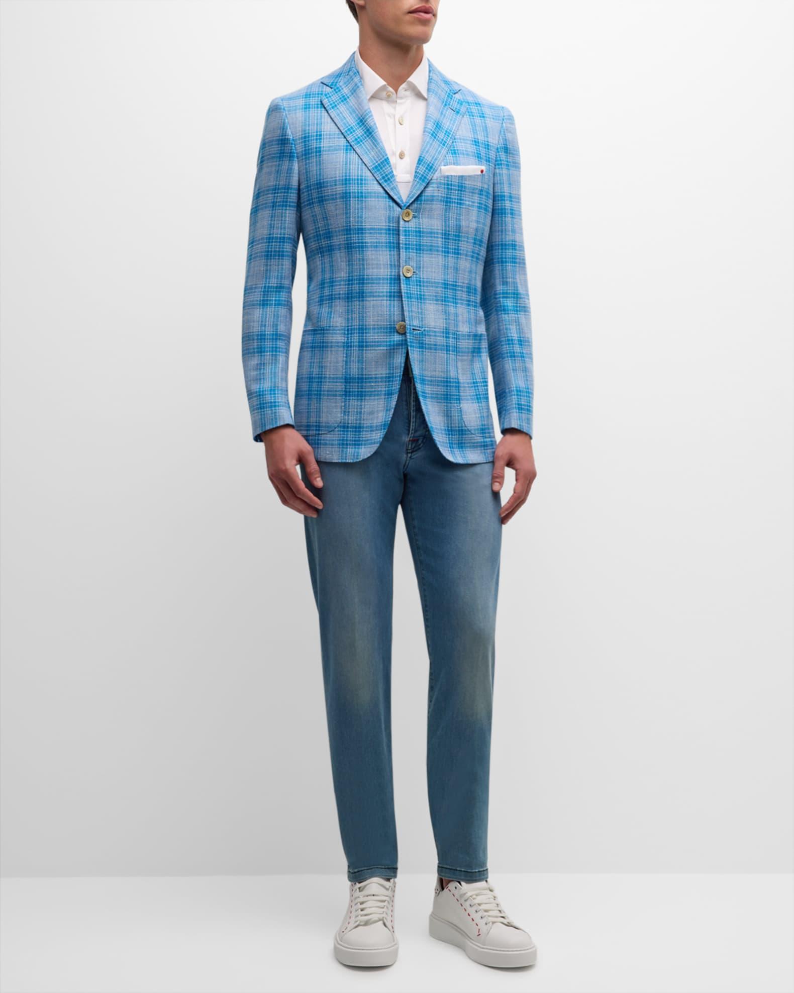 Men's Cashmere-Linen Plaid Sport Coat Product Image