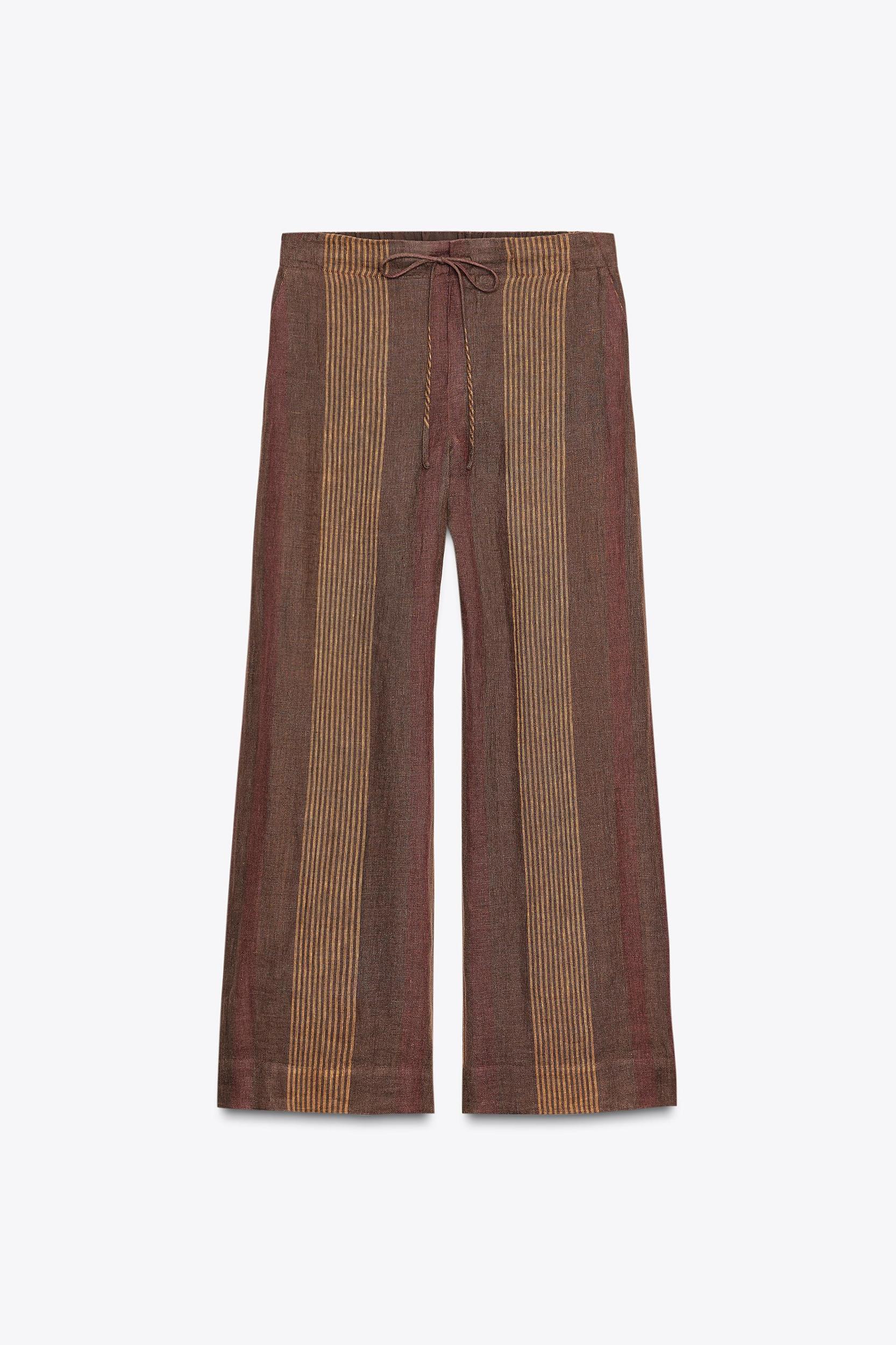 100% LINEN STRIPED PANTS ZW COLLECTION Product Image
