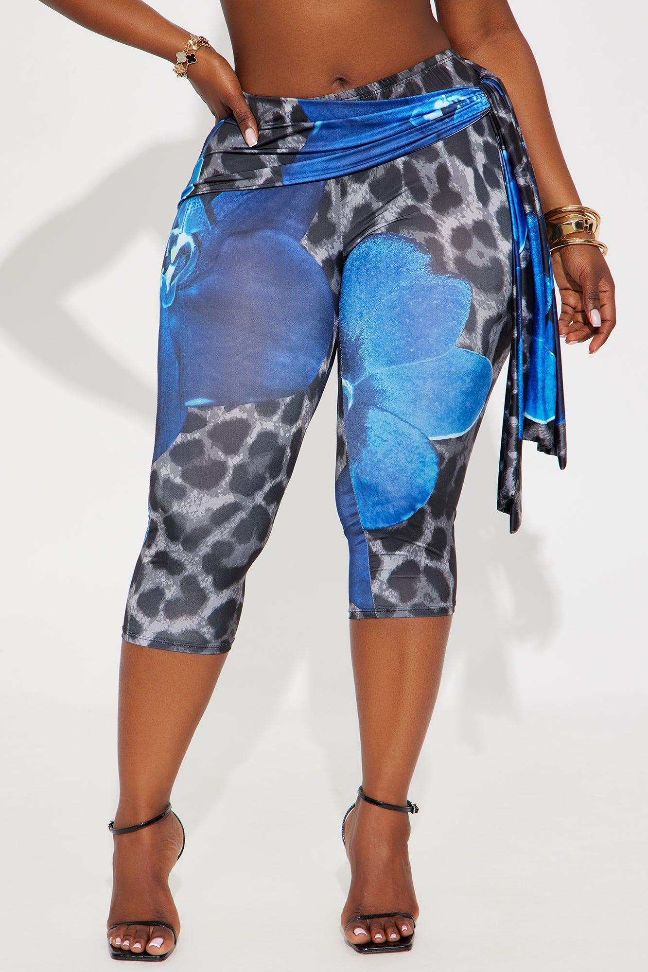 Wildly Seductive Leopard Capri Legging - Blue/combo Product Image