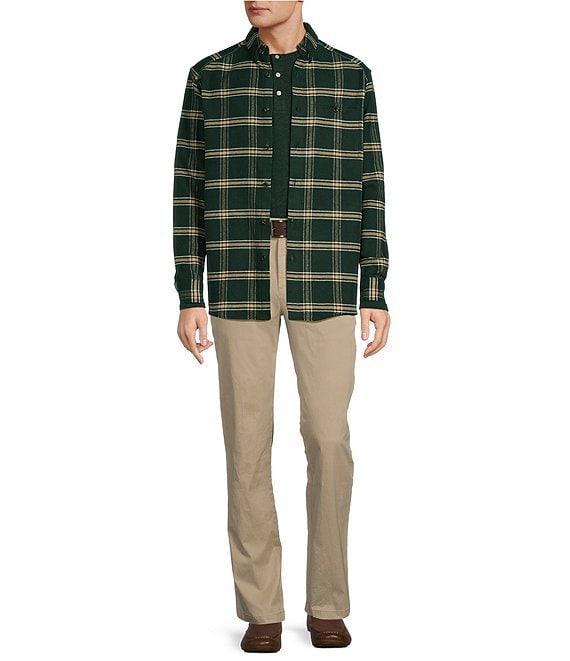Roundtree & Yorke Long Sleeve Heavyweight Twill Windowpane Plaid Shirt Jacket Product Image