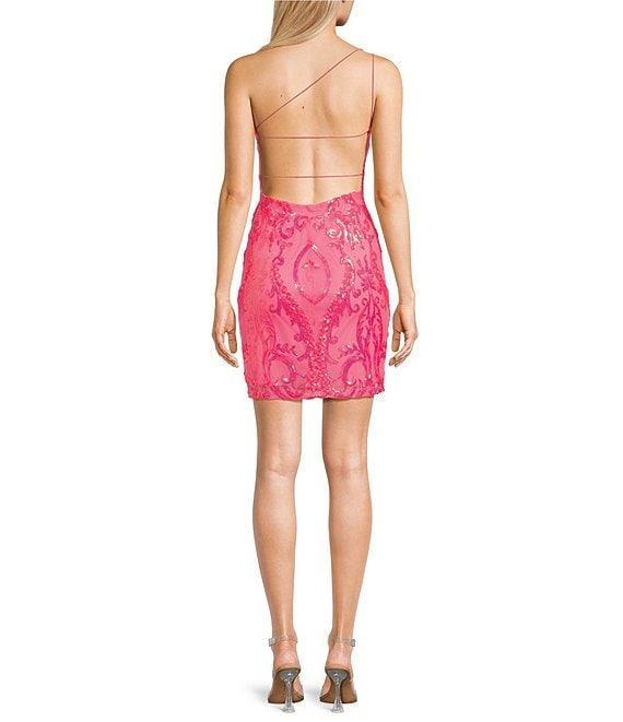 B. Darlin One Shoulder Bungee Strap Sequin Pattern Bodycon Dress Product Image