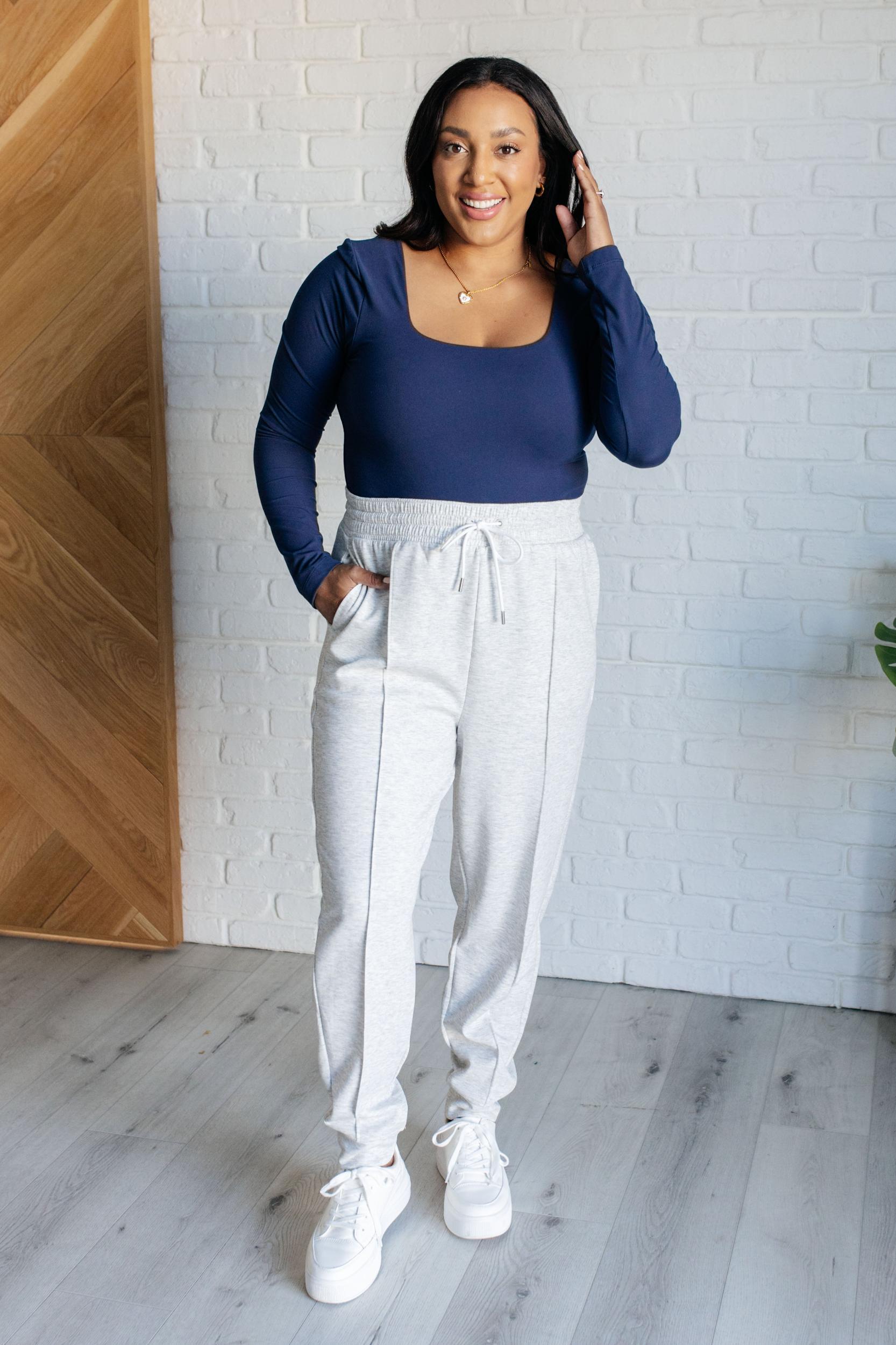 Center Seam Scuba Joggers in Heather Grey (Online Exclusive) Product Image