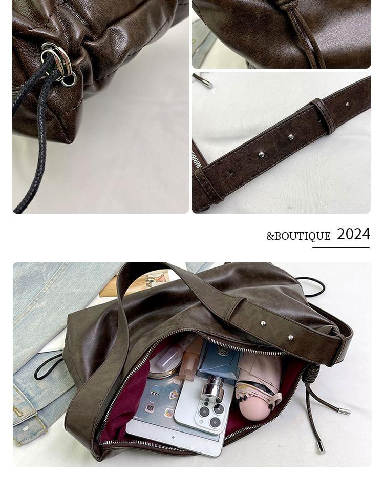 Washed Faux Leather Crossbody Bag Product Image