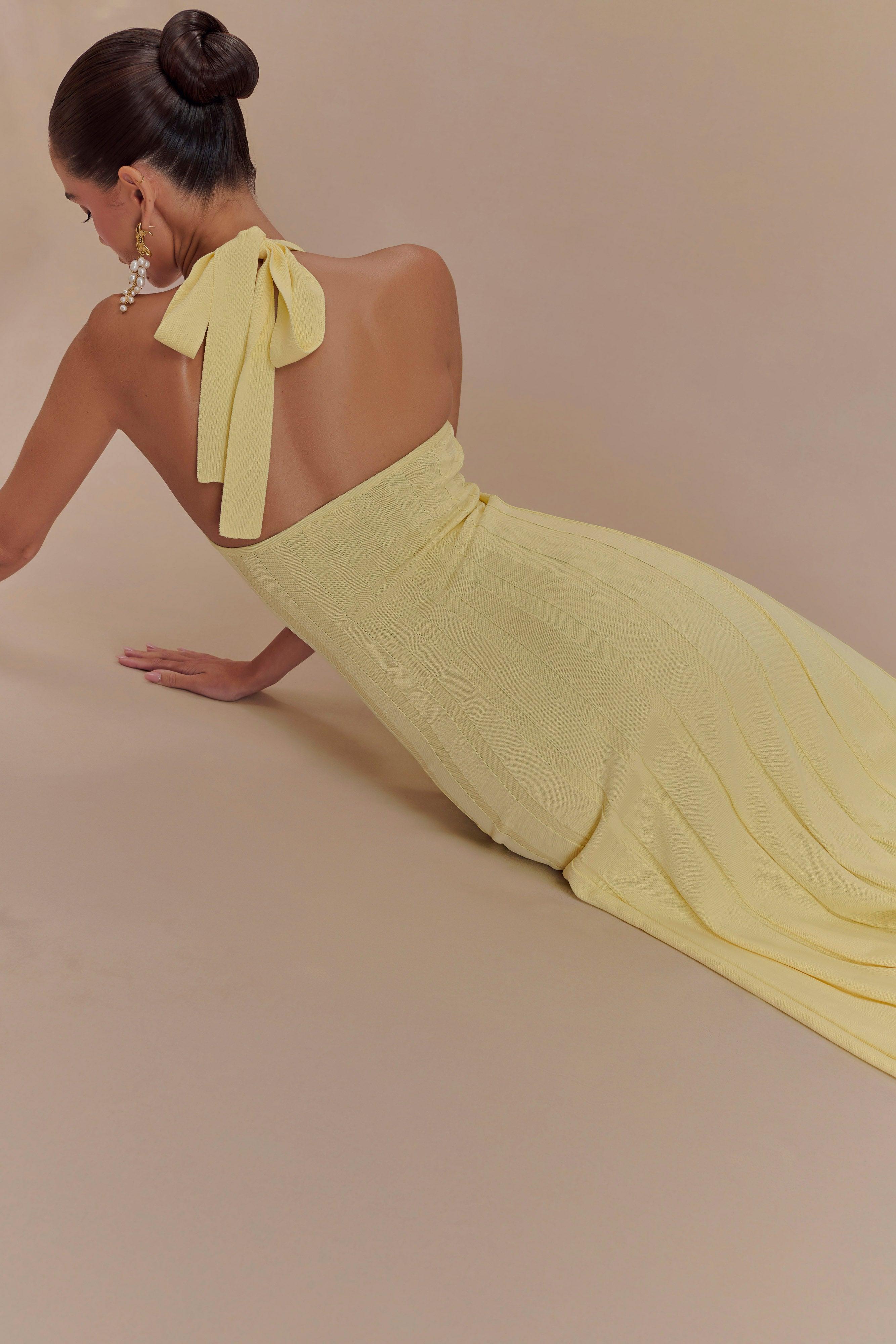 Jacqui Halter Knit Midi Dress - Lemon Product Image