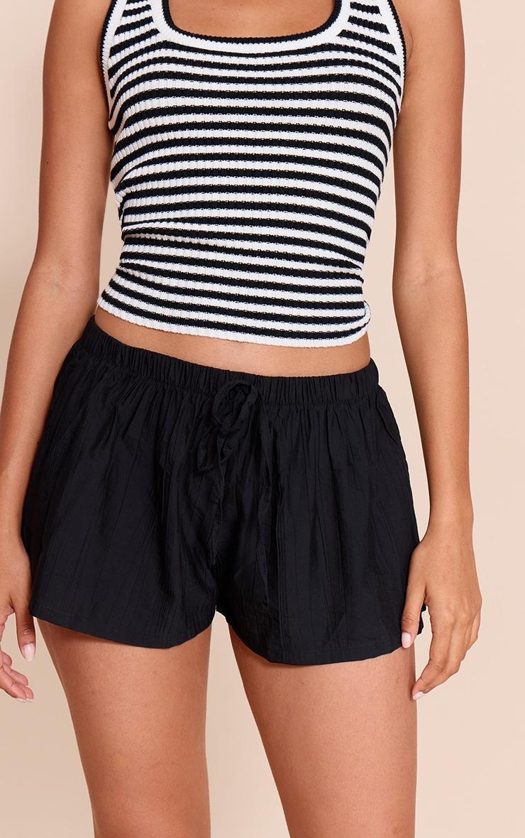 Black Textured Drawstring Shorts Product Image