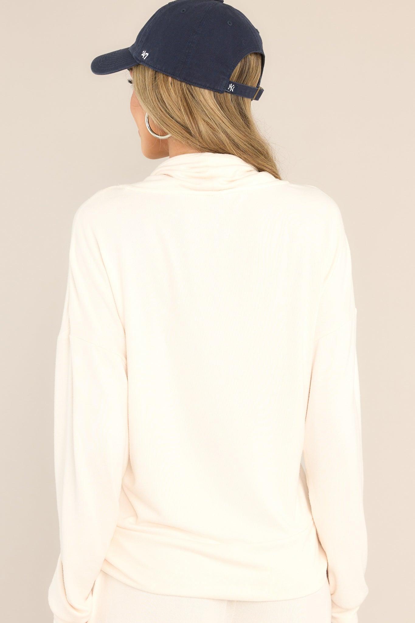 Pitch In Pearled Ivory Cowl Neck Pullover Product Image