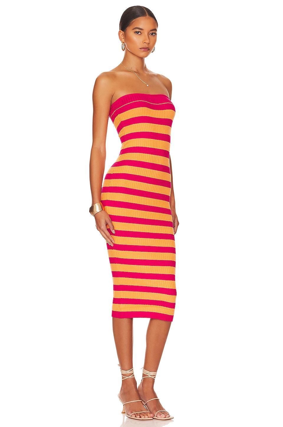 Lesley Ribbed Strapless Dress MORE TO COME Product Image