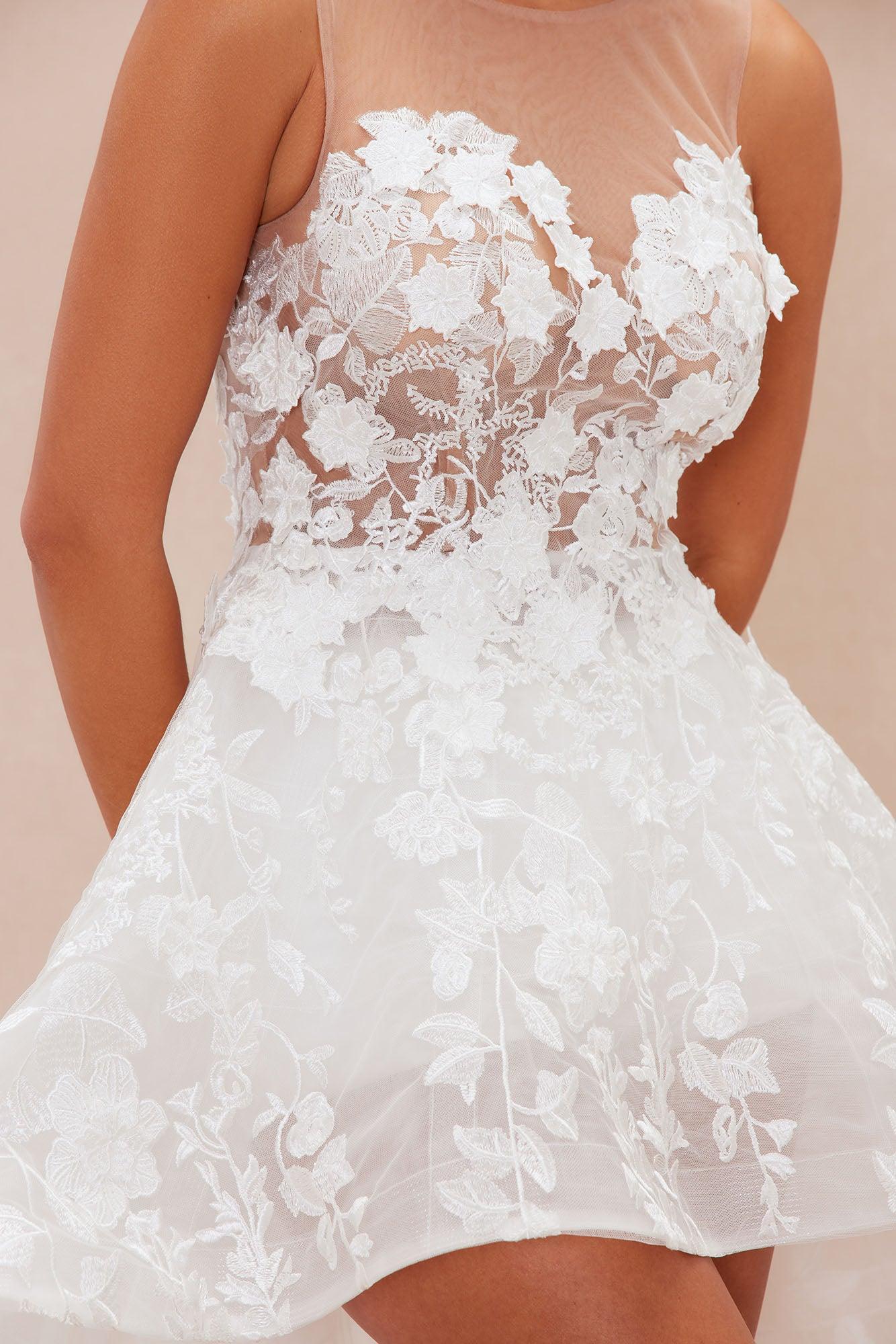 Alicia Embroidered High Low Gown - White Product Image