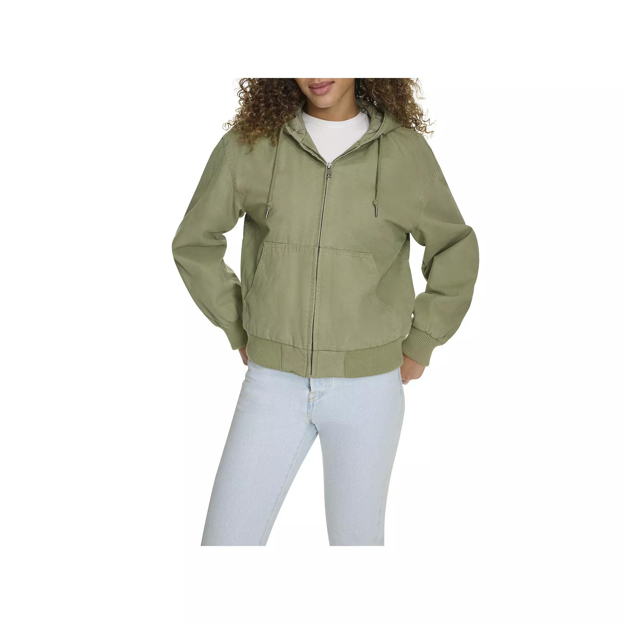 Womens Levis Quilted Lining Hoodie Bomber Jacket in Regular & Plus Size Green Product Image