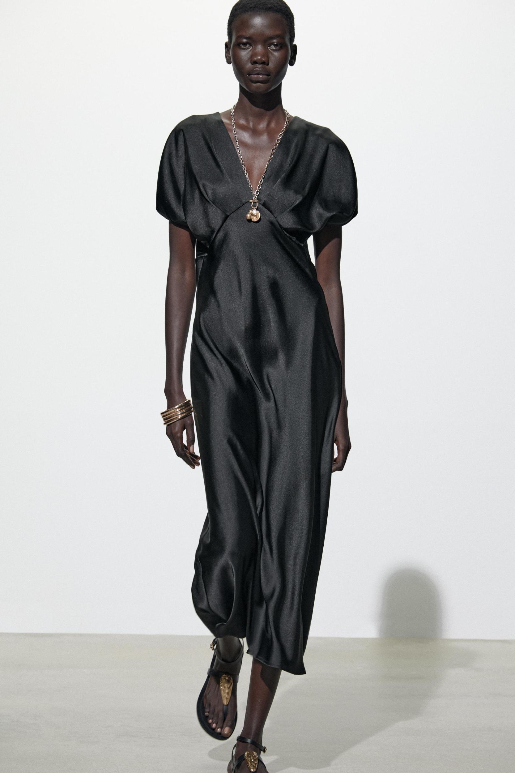 SATIN EFFECT MIDI DRESS Product Image