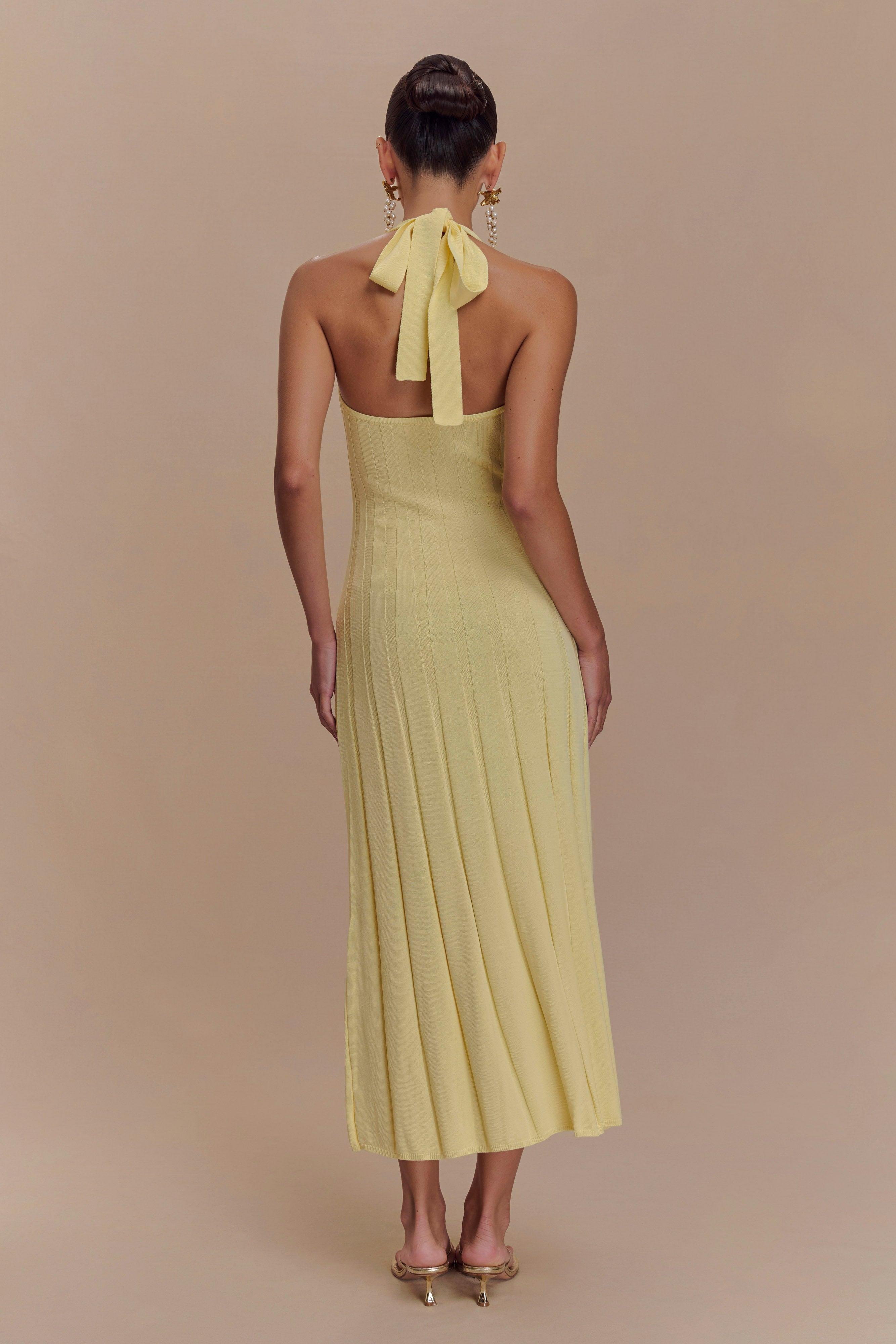 Jacqui Halter Knit Midi Dress - Lemon Product Image