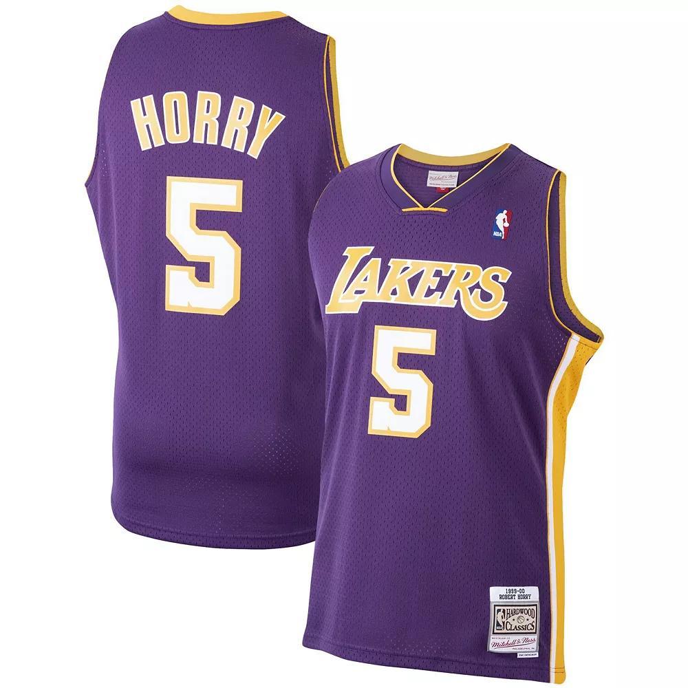 Men's Mitchell & Ness Robert Horry Purple Los Angeles Lakers 1999-2000 Hardwood Classics Swingman Player Jersey, Size: Small Product Image