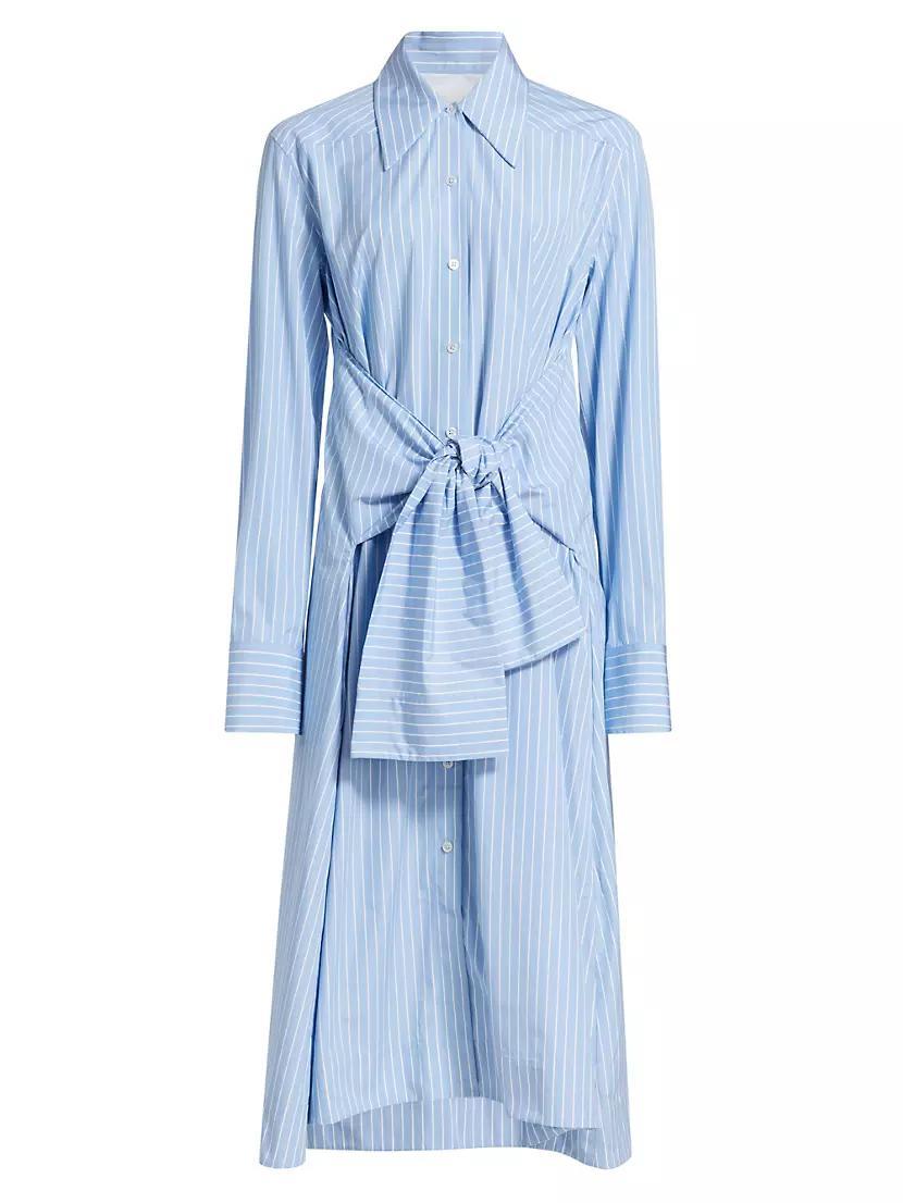 Striped Tie-Waist Poplin Midi-Shirtdress Product Image