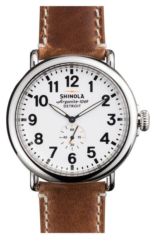 Mens 47mm Runwell Mens Watch, White/Brown Product Image