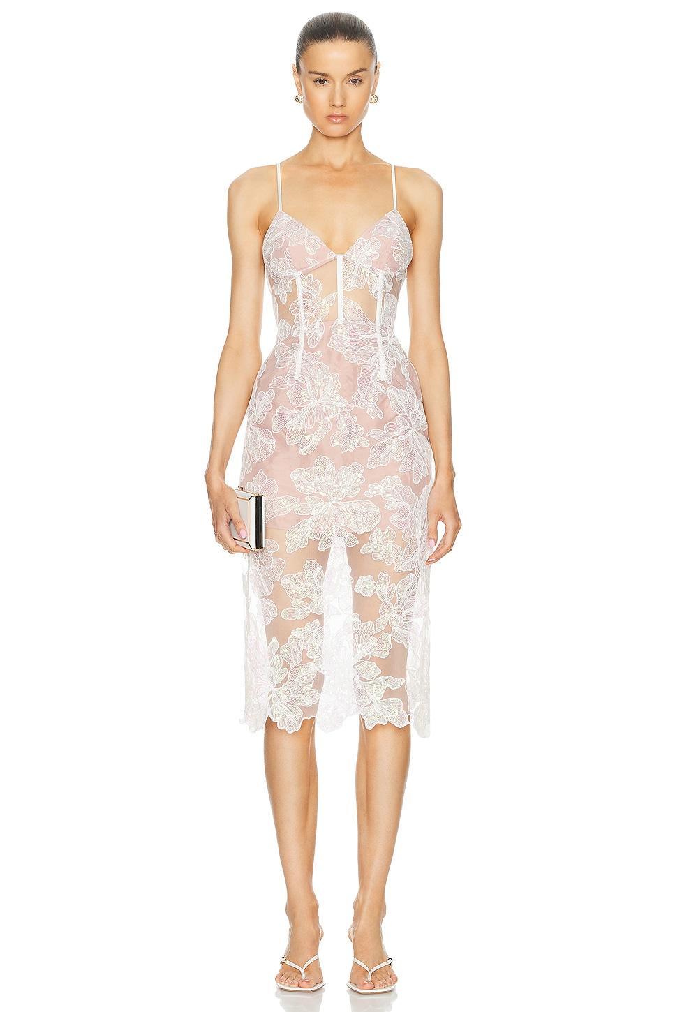 Sequin Floral Embroidered Midi Dress Product Image