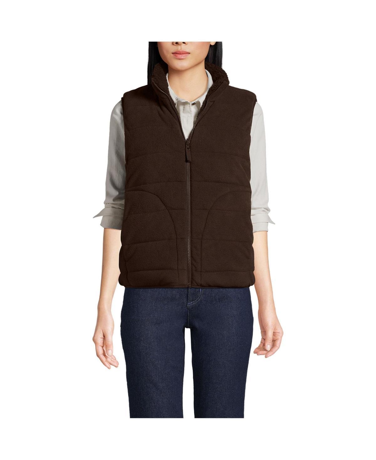 Womens Lands End Reversible Quilted Fleece Puffer Vest Product Image