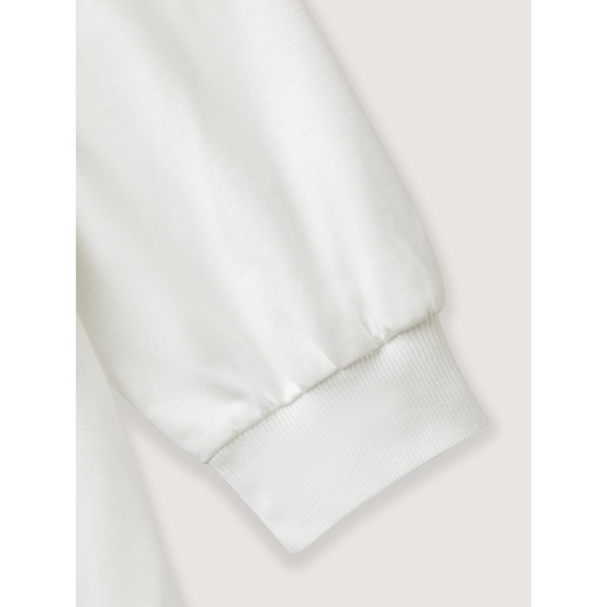 Plus Size Color Block Notched Collar Sweatshirt Women WhiteSmoke Contrast Flat collar with V-notch Casual Sweatshirts BloomChic 10/M Product Image