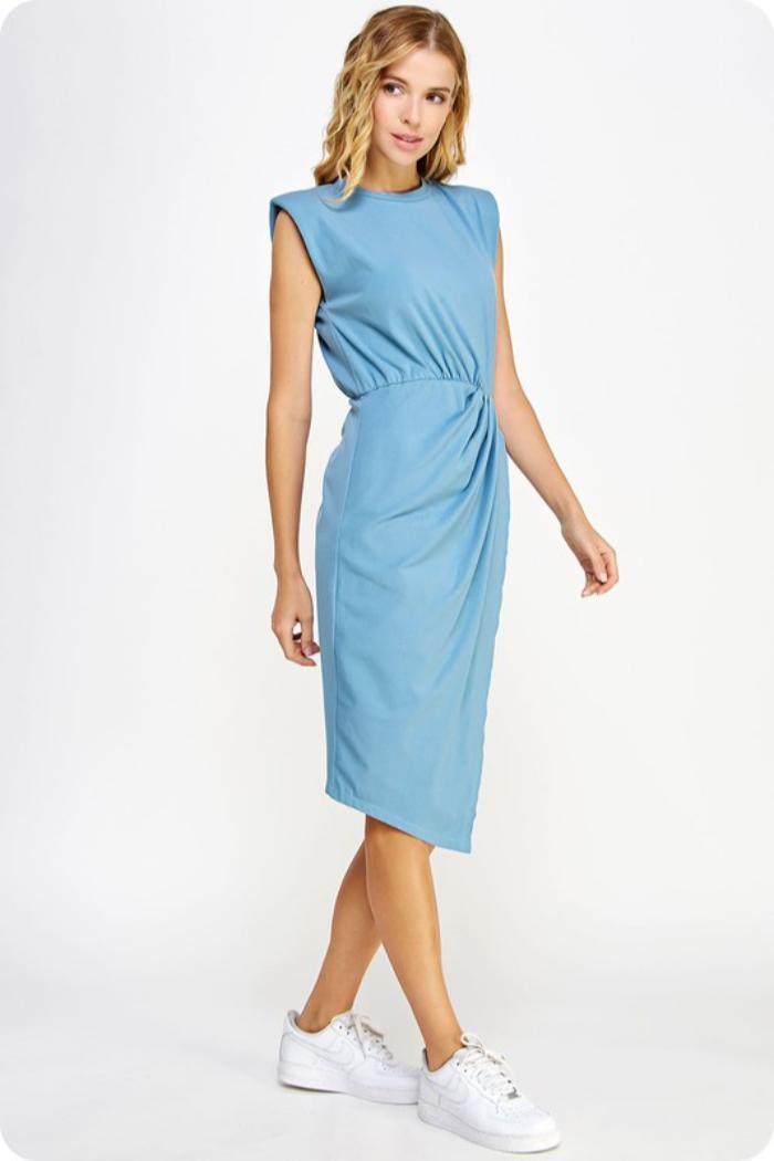 Shoulder Pad Wrap Dress Product Image