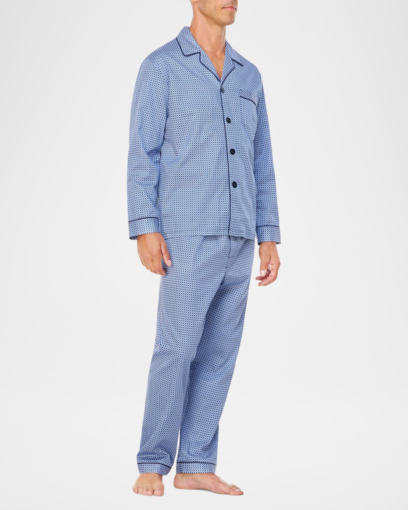 Men's Geometric Sateen Long Pajama Set Product Image