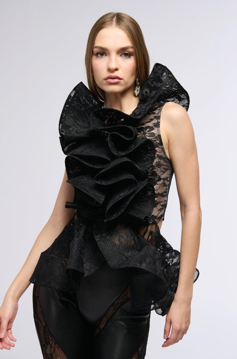 MISS FASHIONISTA SLEEVELESS LACE BLOUSE Product Image