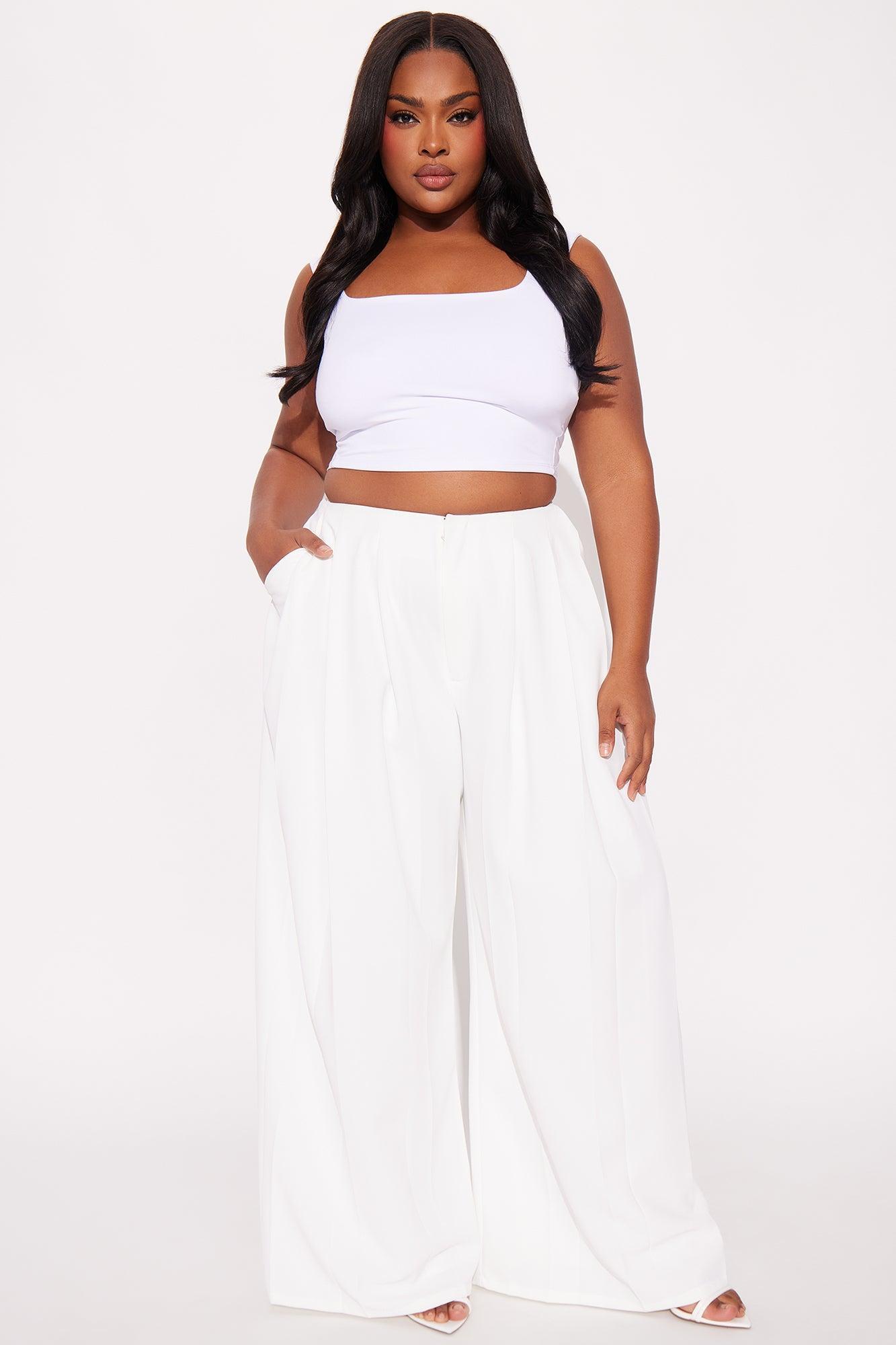 Blaire Wide Leg Trouser - White Product Image