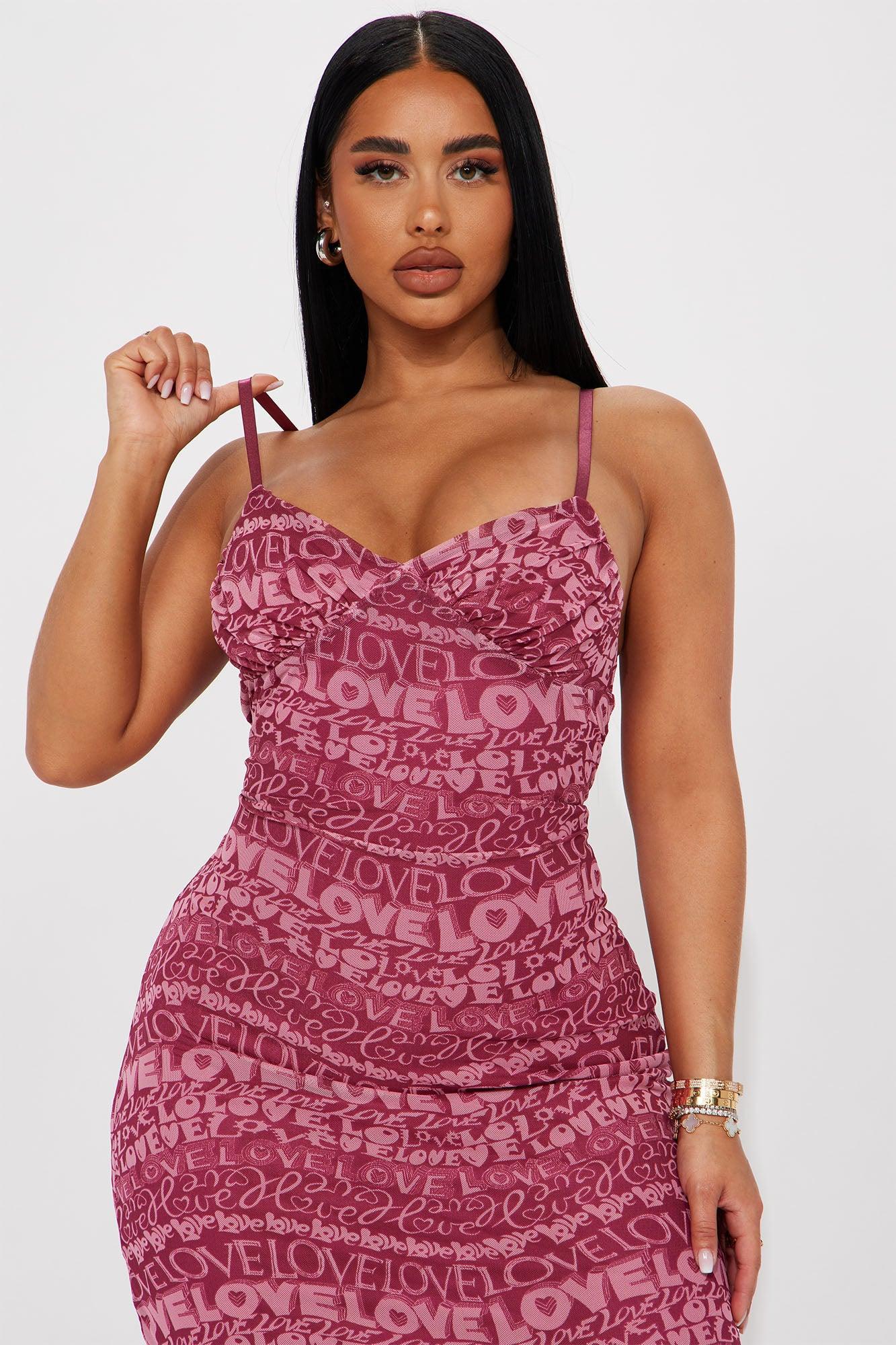 Mira Mesh Midi Dress - Pink/combo Product Image