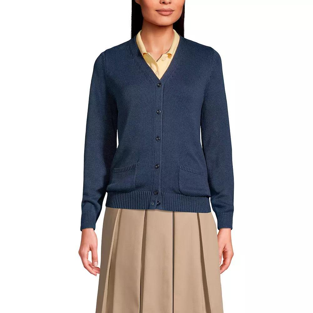 Women's Lands' End School Uniform Button Front V-Neck Cardigan Sweater,  Product Image