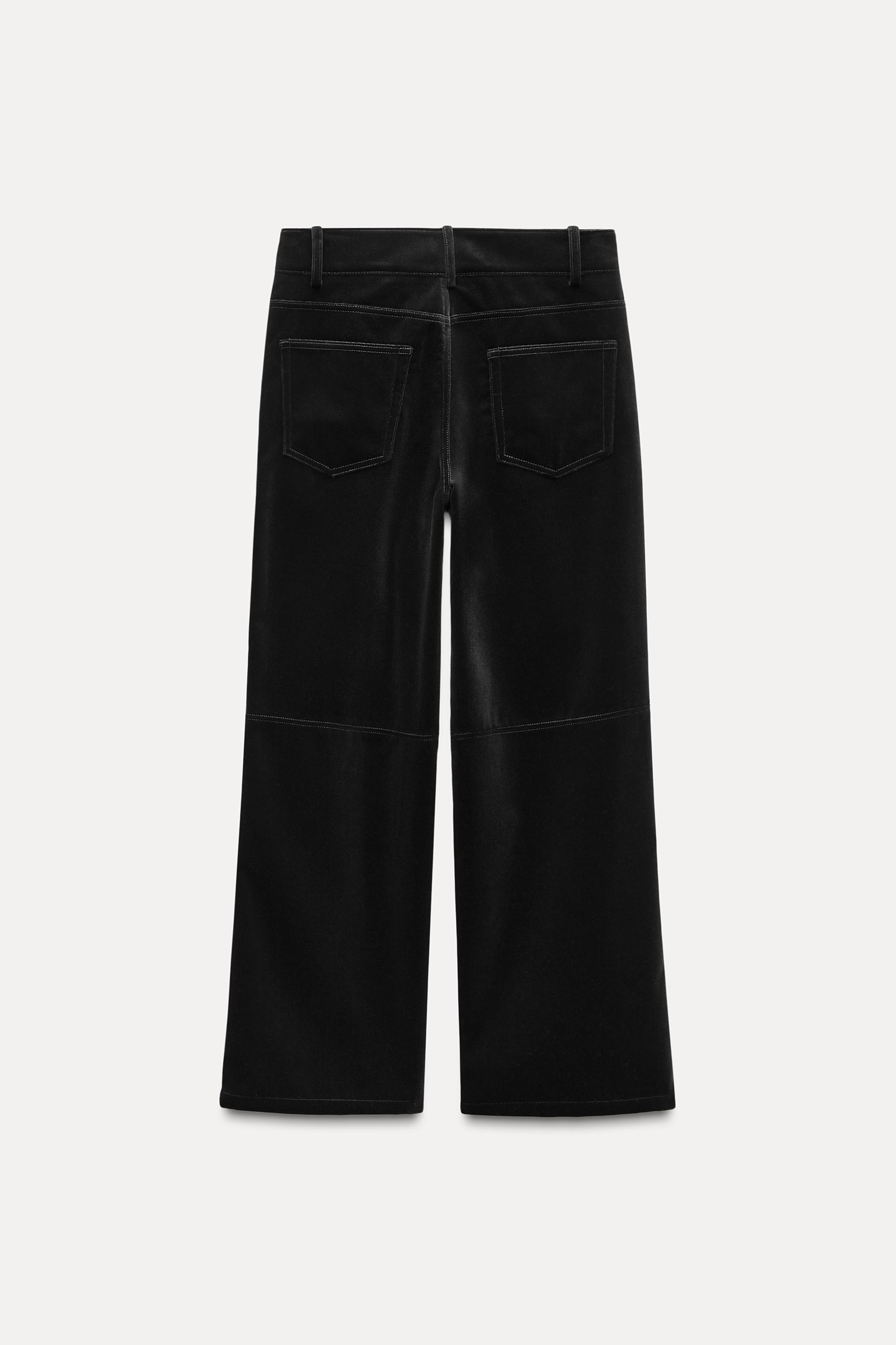 STRAIGHT LEG VELVET PANTS ZW COLLECTION Product Image