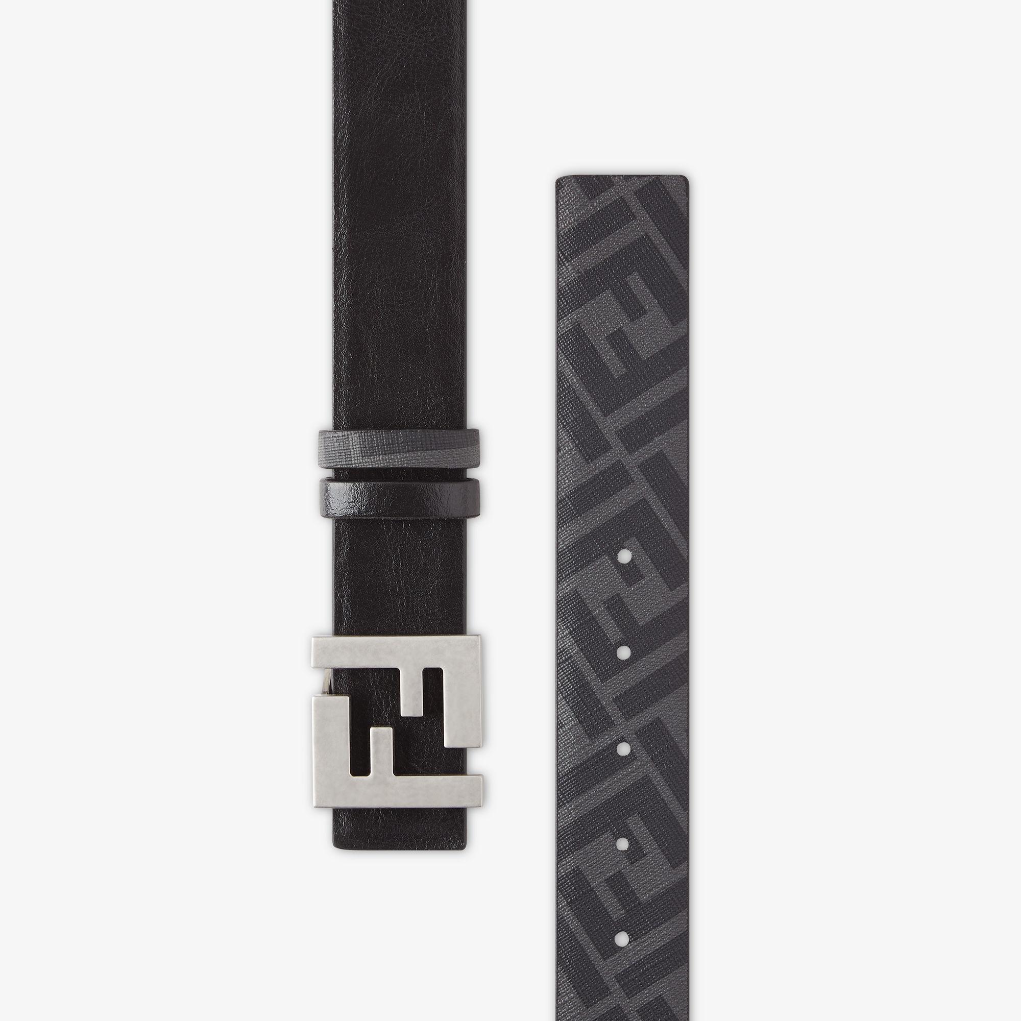 FF Squared BeltBlack leather and black FF canvas reversible belt Product Image