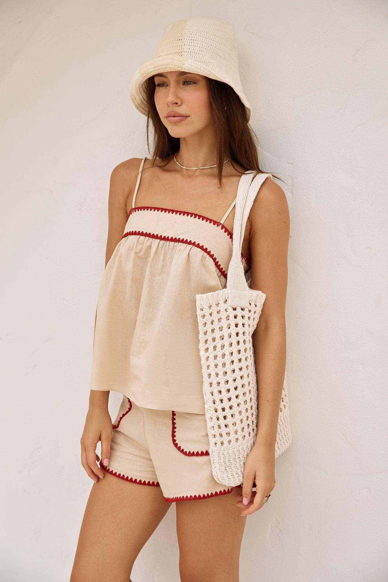 Beachside Vacay Knitted Tote Bag Cream Product Image