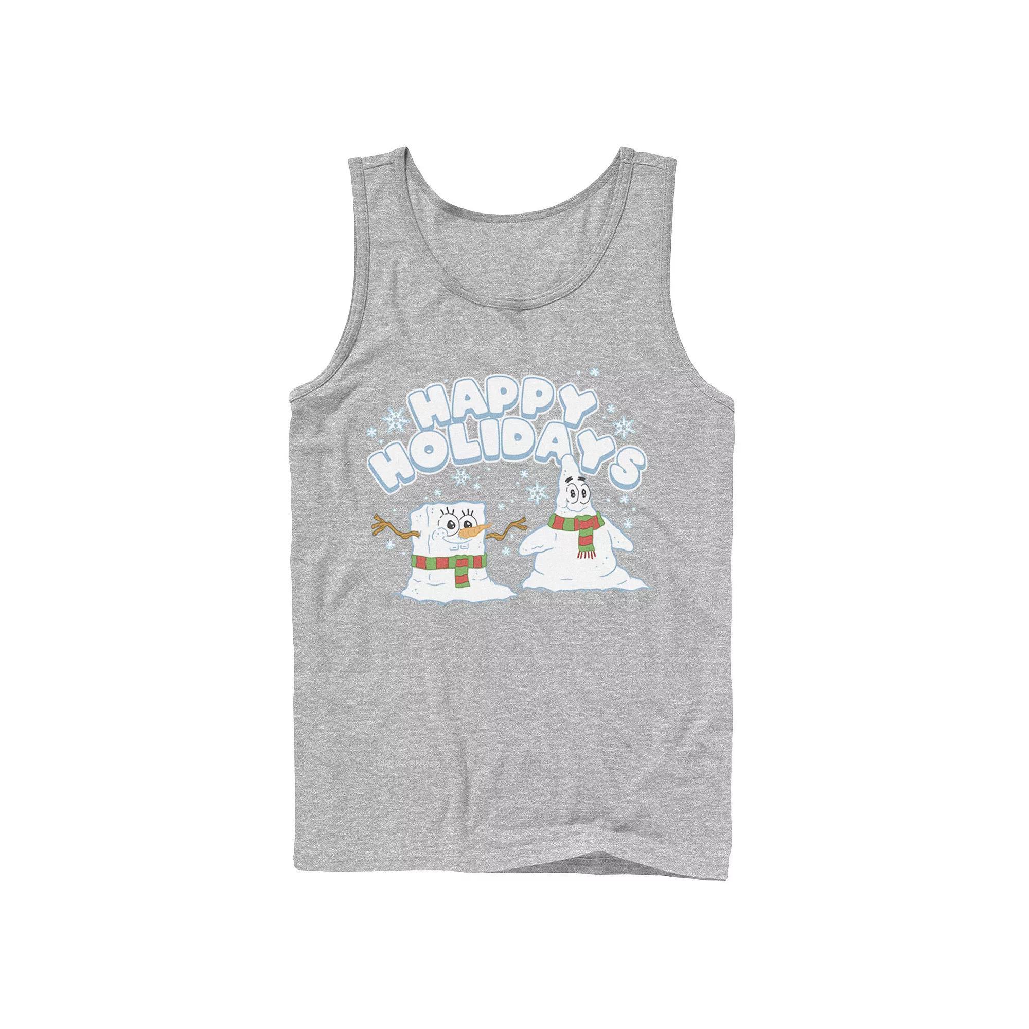 Men's Nickelodeon SpongeBob SquarePants Snowmen Happy Holidays Tank Top,  Product Image
