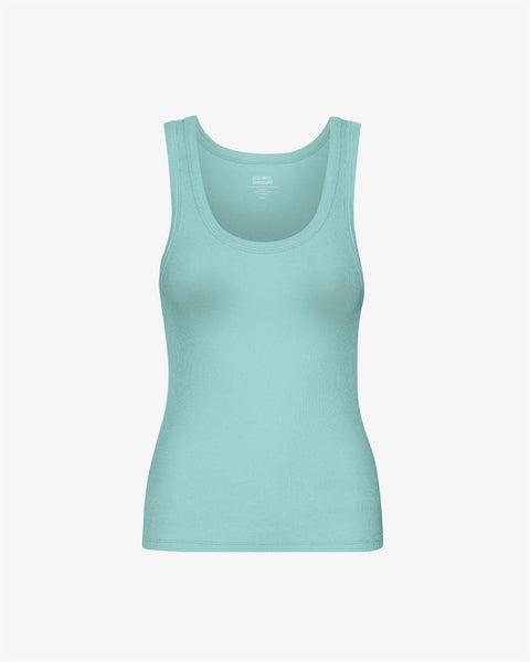 Women Organic Rib Tank Top - Teal Blue Product Image