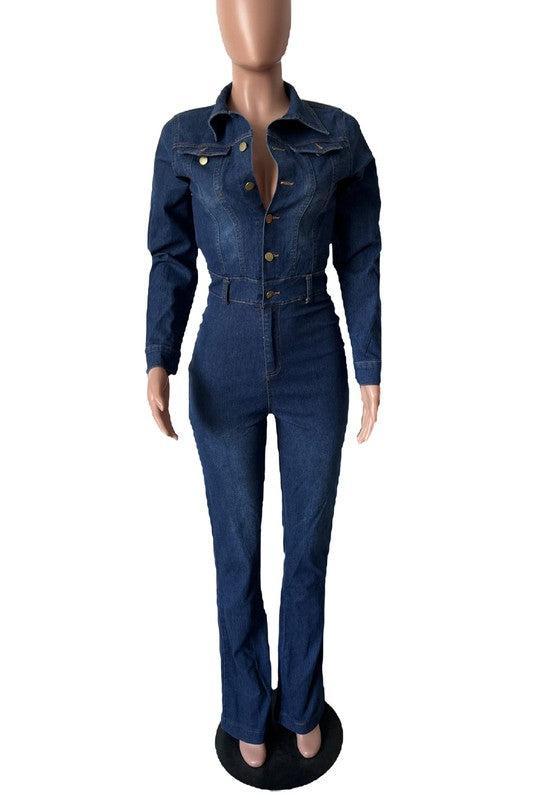 WOMEN DENIM SEXY JUMPSUIT Product Image