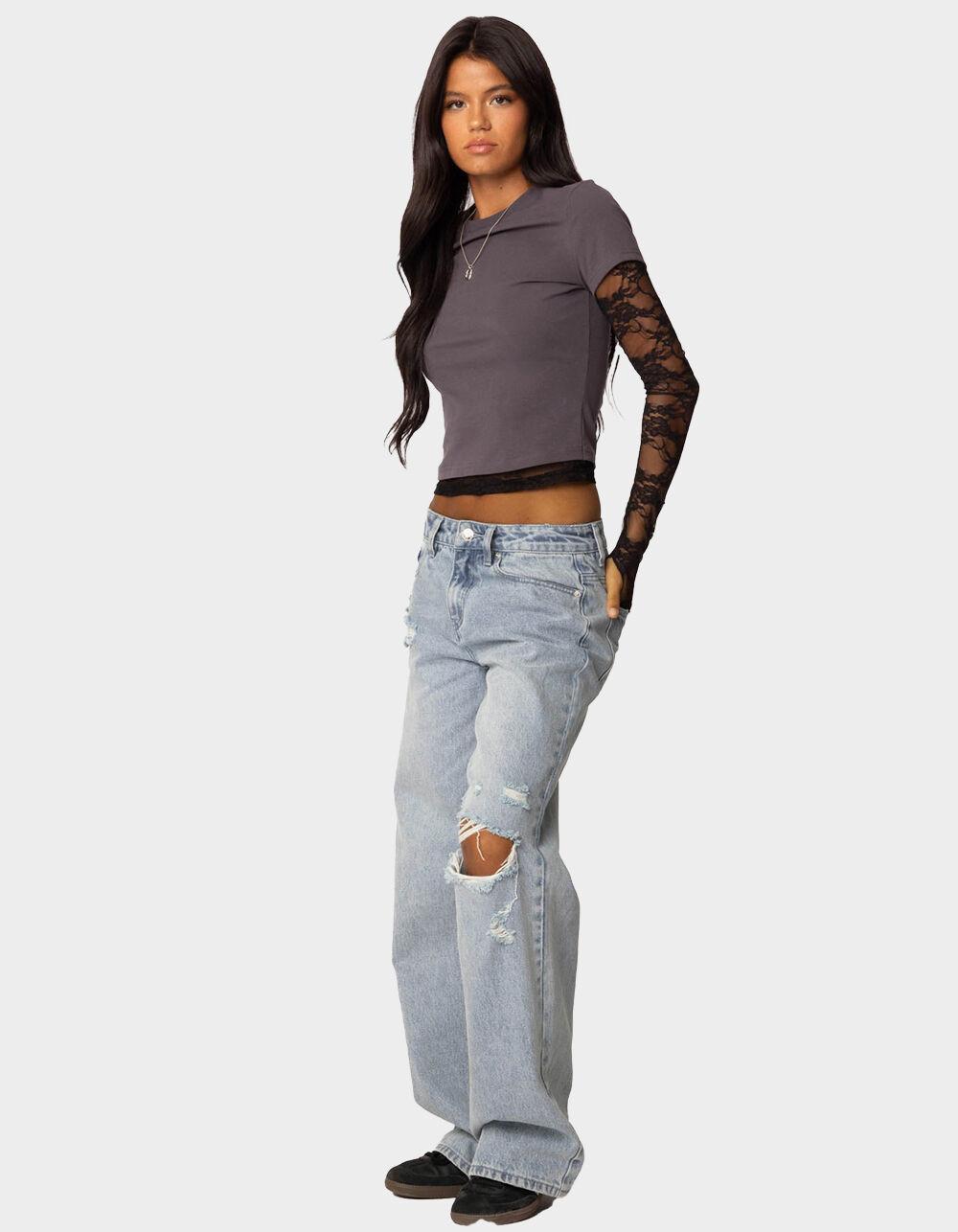 EDIKTED Adam Distressed Wide Leg Jeans Product Image