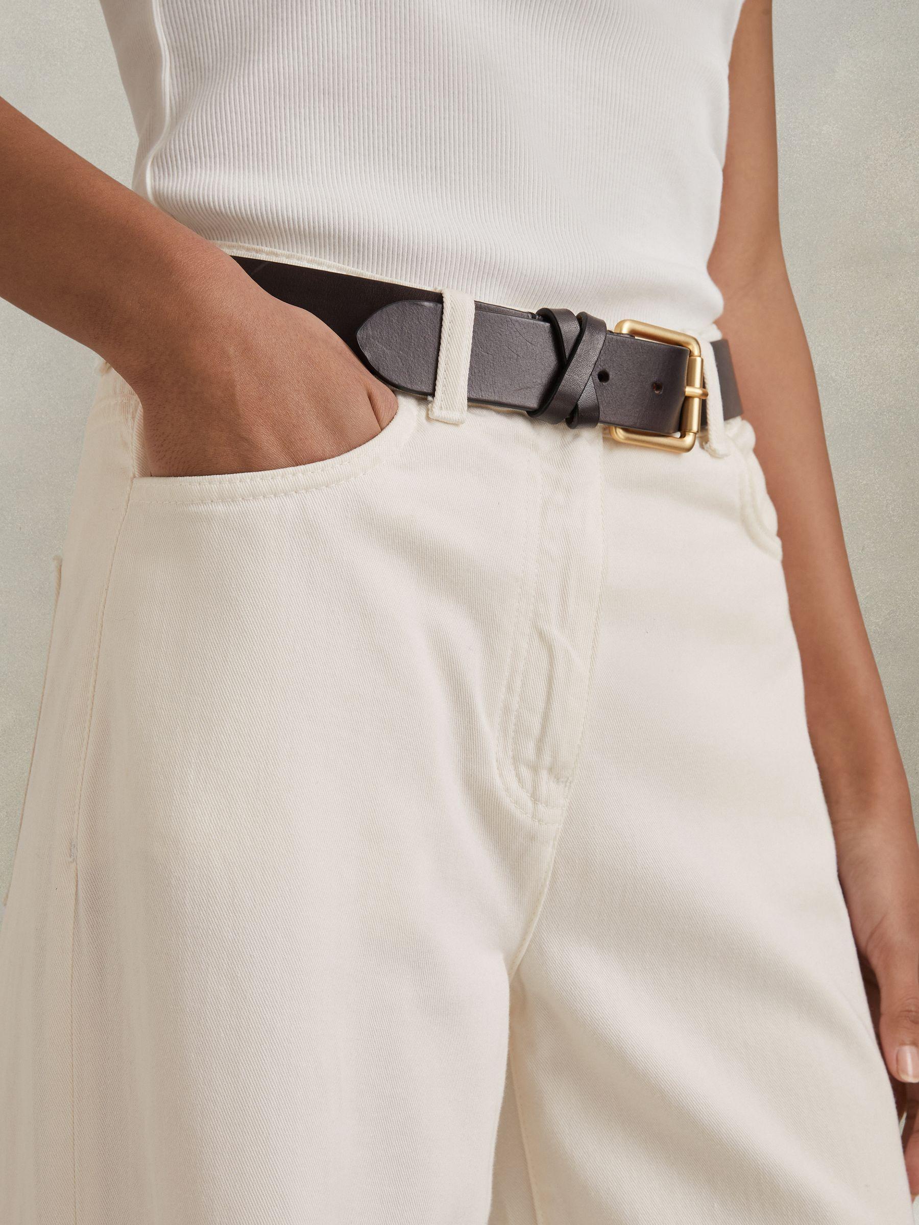 Garment Dyed Wide Leg Trousers in Cream Product Image