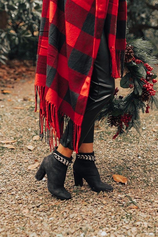 The Esperanza Faux Suede Bootie In Black Product Image