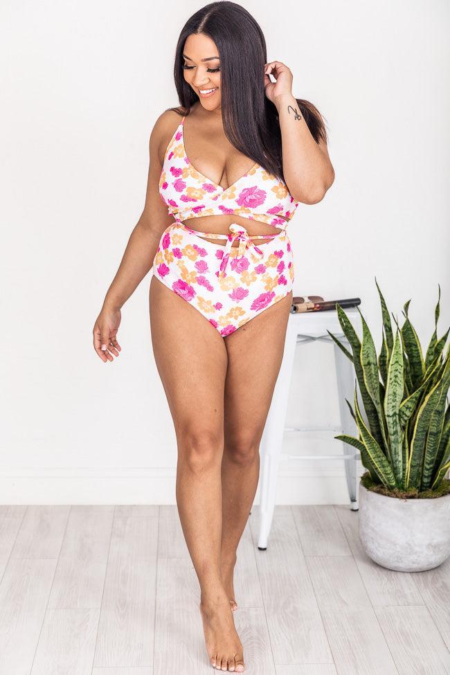 Caribbean Crush Pink/Orange Floral Swimsuit FINAL SALE Product Image