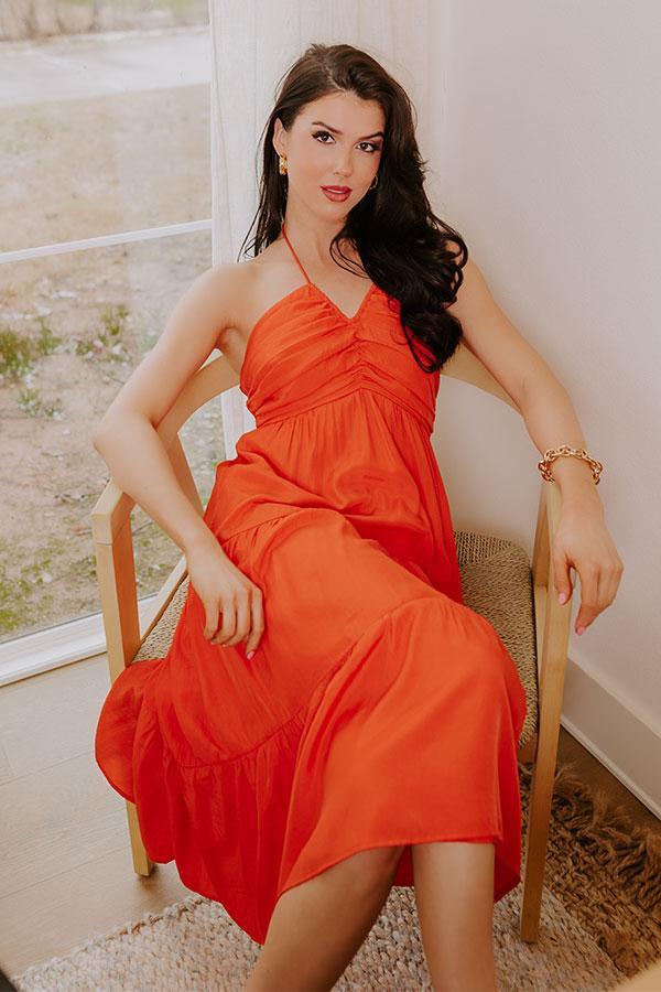 Coastal Views Halter Midi Dress in Tangerine Product Image