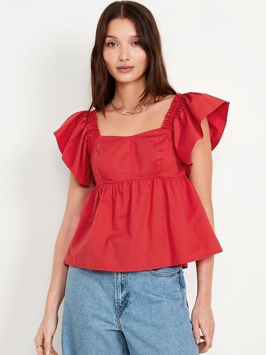 Flutter-Sleeve Crepe Top Product Image