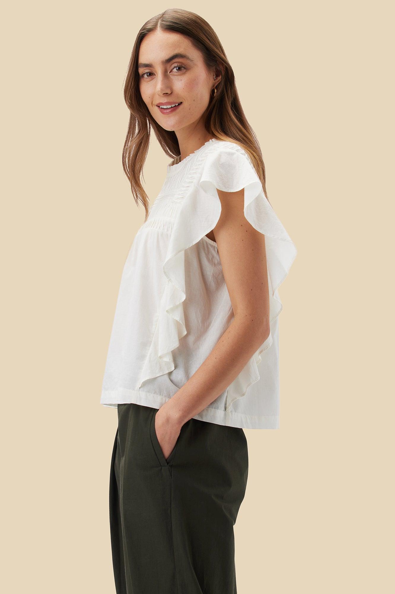 Aida Organic Cotton Blouse - Ivory Product Image