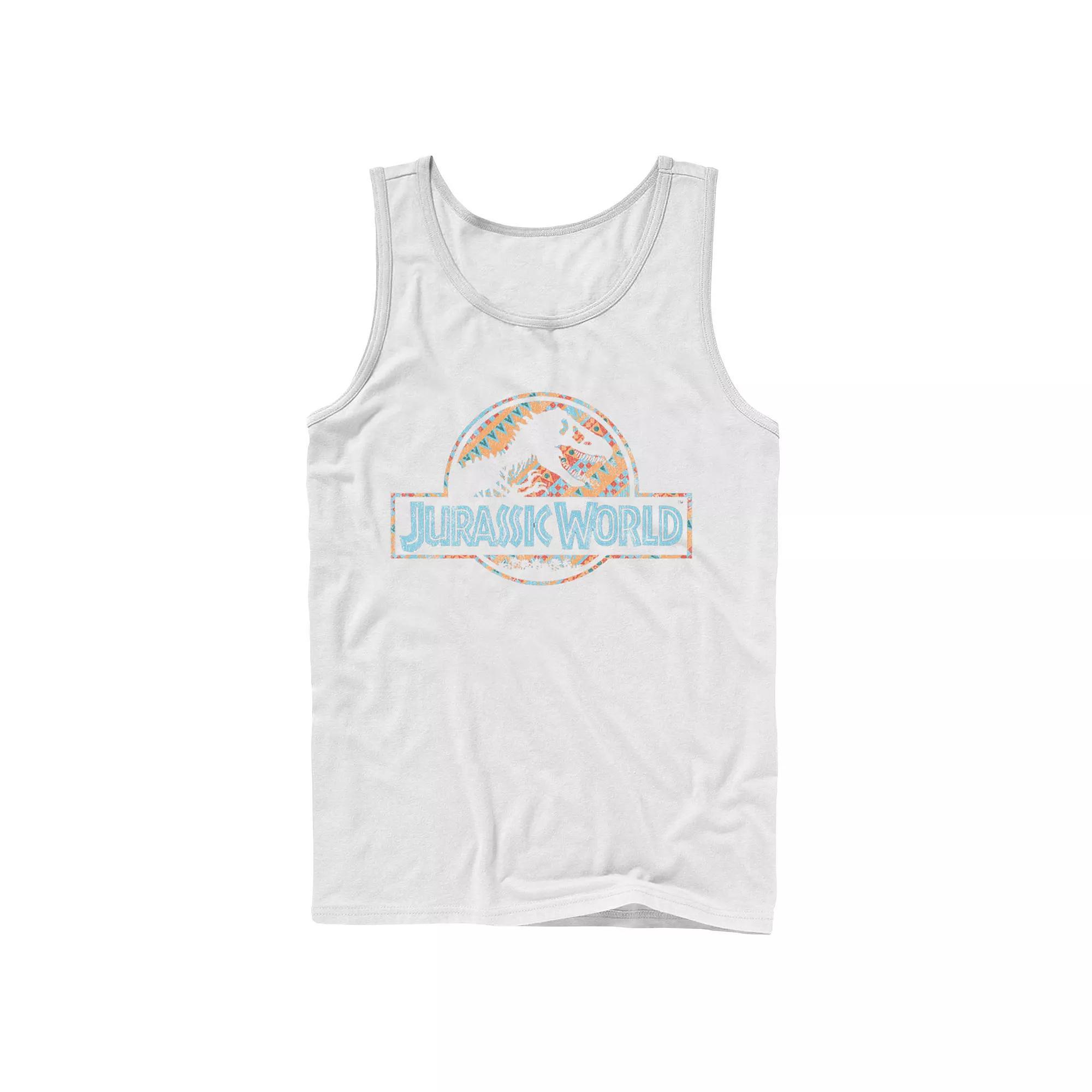 Men's Jurassic World Geometric Shape Pattern Logo Tank Top,  Product Image